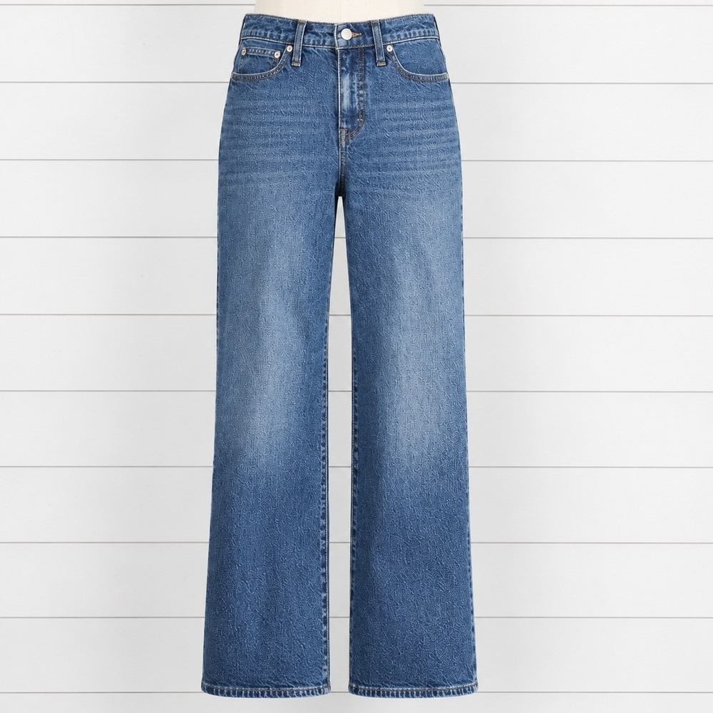 J Crew High Rise Slim Wide Crop Jeans 1996 Semi Stretch Denim Medium Blue 29